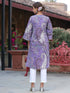 Women Purple Paisley Printed Straight Kurta